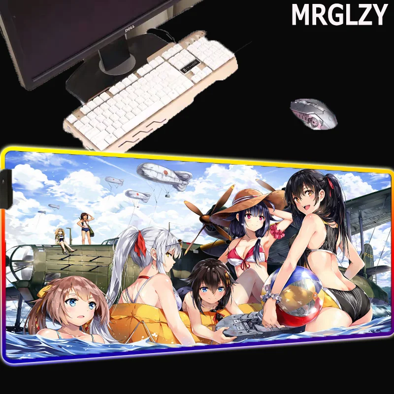 

Большой коврик MRGLZ sexy girl для мышек с аниме мультяшными игровыми аксессуарами Настольный коврик RGB светодиодная цветная клавиатура ПК Водоне...