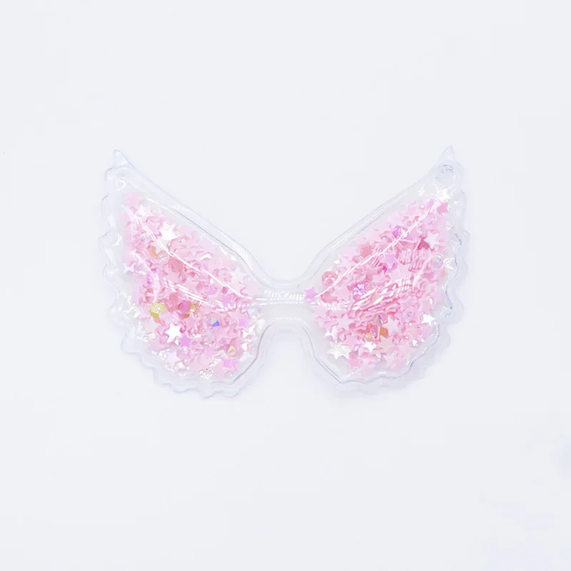 Pink Star 50 шт. 72*48 мм прозрачные пластиковые аппликации блёстками нашивки Крылья ангела для DIY головные уборы заколки для волос в виде бантика Декор H09 - Цвет: Pink Star
