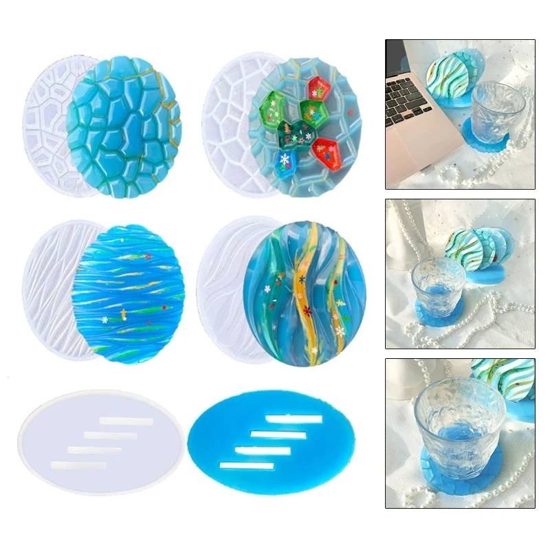 

DIY 5Pcs Irregular Oval Shape Tray Coaster Molds Handmade Agate Teapot Mat Cup Holder Silicone Mould Home Decor Casting Tool