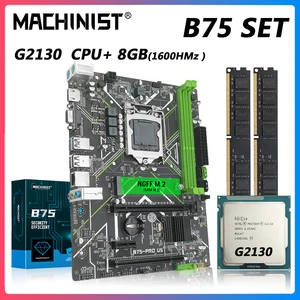 machinist b75 motherboard lga 1155 set kit intel pentium g2130 cpu processor ddr3 8gb24g ram memory with vga hdmi b75 pro u5 free global shipping