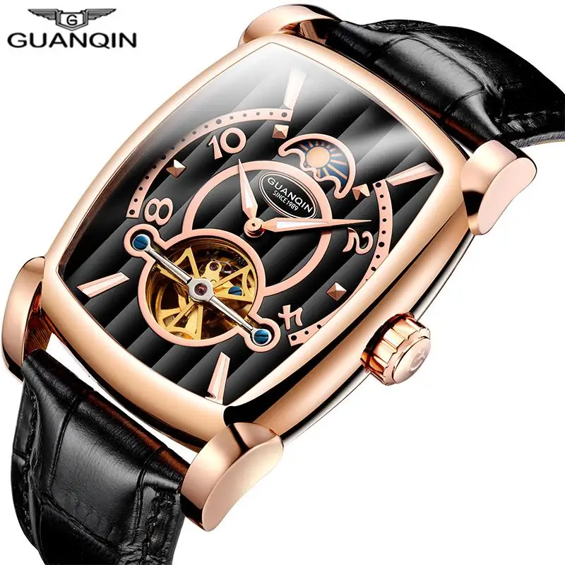 GUANQIN 2020 часы Pria Tourbillon автоматические квадратный водонепроницаемый Bisnis Варенье