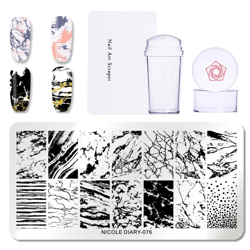 Трафарет NICOLE DIARY для стемпинга ногтей пластина с кокосовой текстурой 3