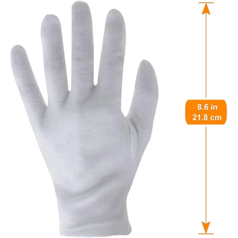 

10pairs White Cotton Work Gloves For Coin Jewelry Silver Ceremonial Inspection Gloves Dry Hands Handling Film SPA Gloves