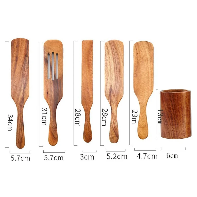 

Hot 6 Pcs Wooden Spurtles Kitchen Tool Set Natural Wood Tableware Suitable for Non-Stick Cookware and Instant Stew Steak,Etc