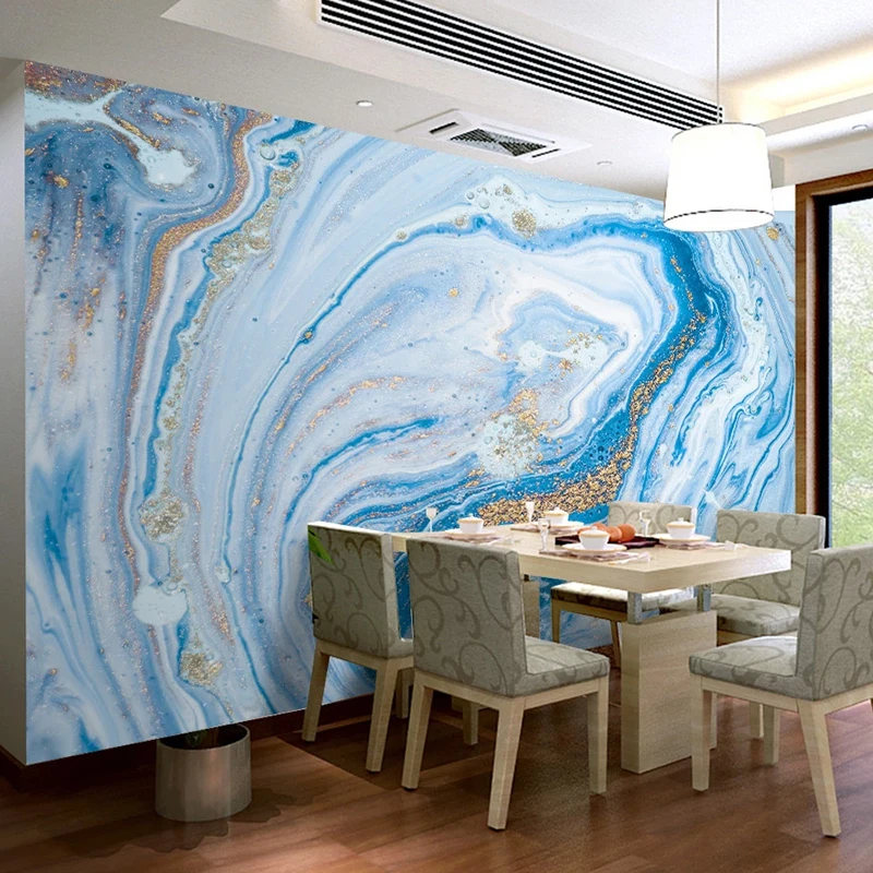 Custom 3D Wallpaper Mural De Parede Blue Marble Pattern TV Background Wall Painting Papers Home Decor Living Room Modern | Обустройство