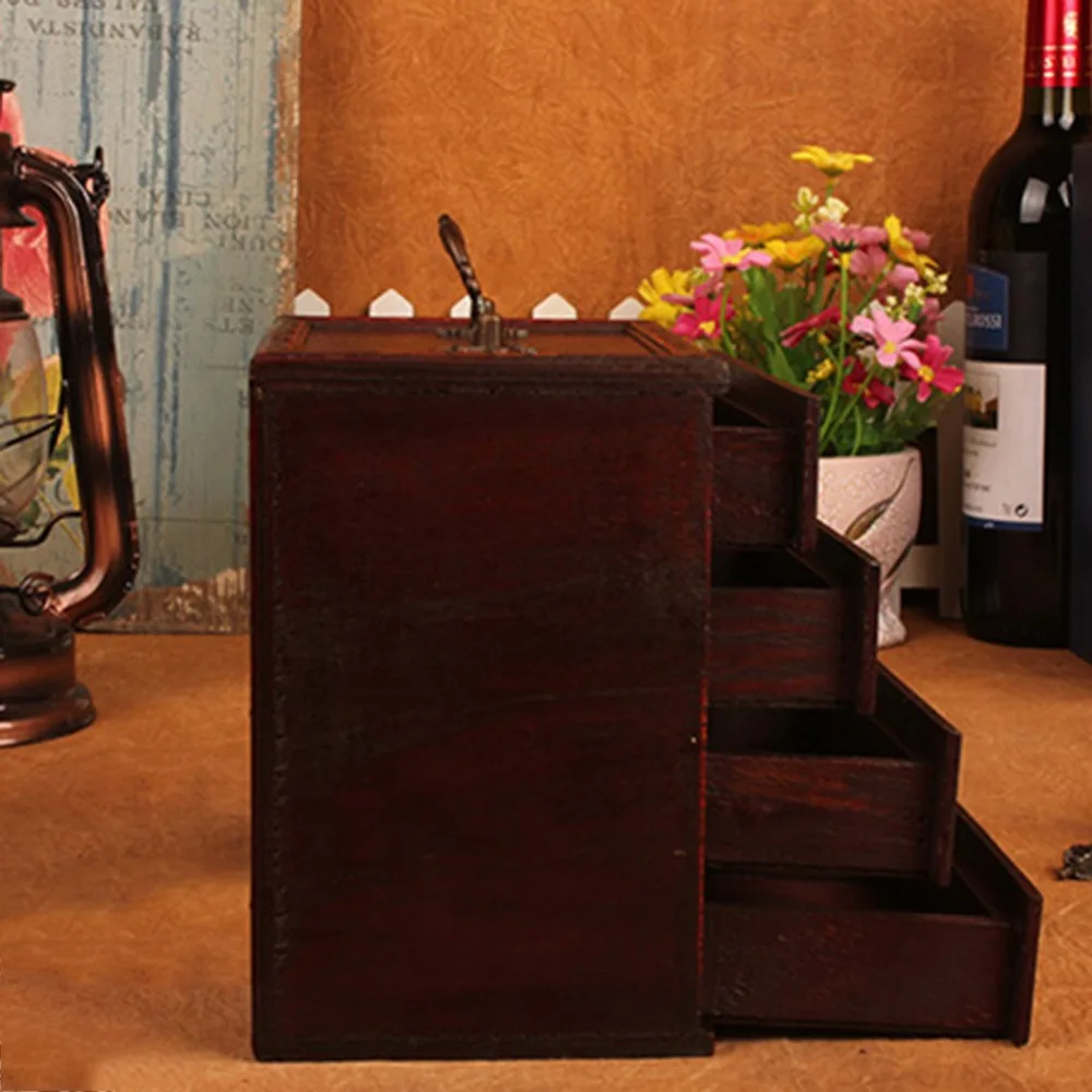 ASFULL антикварная коробка для хранения ювелирных изделий ретро 4 ящик с сеткой