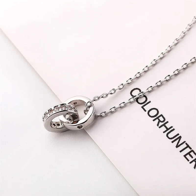 silvery Новые двойные круглые женские ожерелья и кулоны ювелирные аксессуары Рождественская вечеринка подарки для женщин друзей - Цвет: silvery