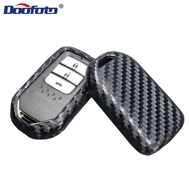 

Car Key Case Protection Covers Carbon Fiber Lines holder Car Styling Accessories For Honda Civic Accord EX EXL Crv Crz Hrv PILOT