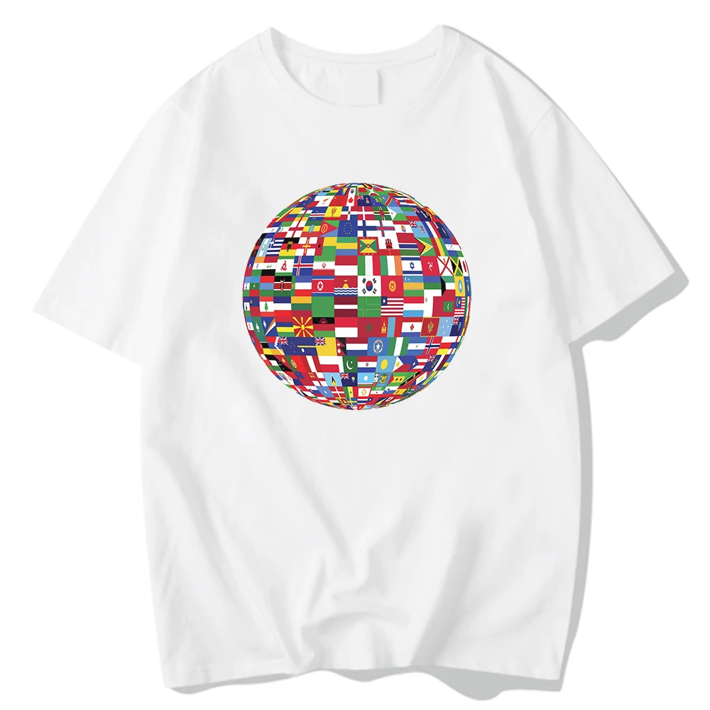 

Flaming Red Globe Printing Tshirt Mens Aesthetic Summer Short Sleeved Creativity Oversized Tees Shirts Casual Manga Man T-Shirt