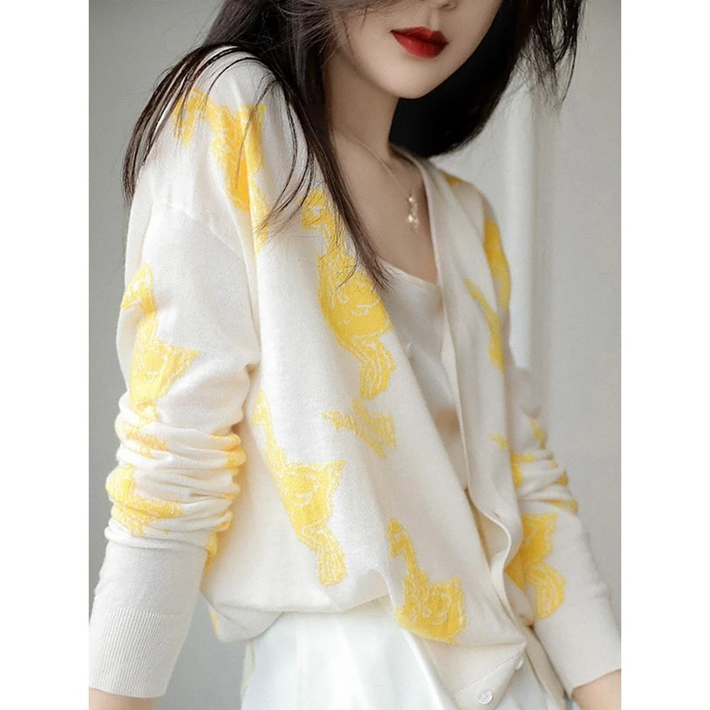 Женский вязаный кардиган новинка весны и осени 2021 женская одежда тонкий топ с