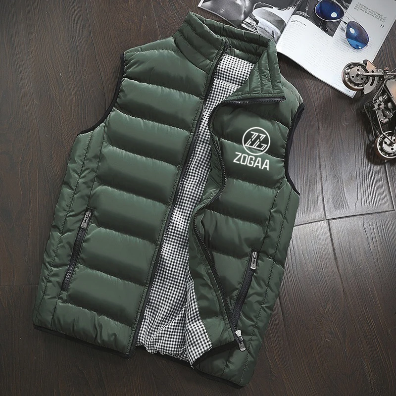 ZOGAA  Men's Vest Autumn Winter Padded Coat Warm Vest Jacket Sleeveless Coat with Zogaa Logo