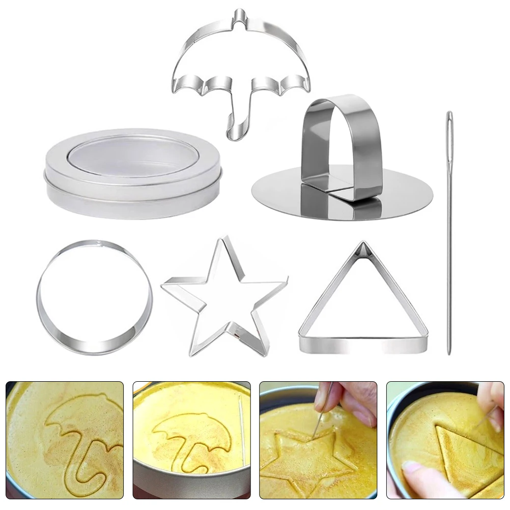 

7Pcs Interesting Cookie Making Tools Cake Decoration Tools Biscuit Candy Box (Silver)