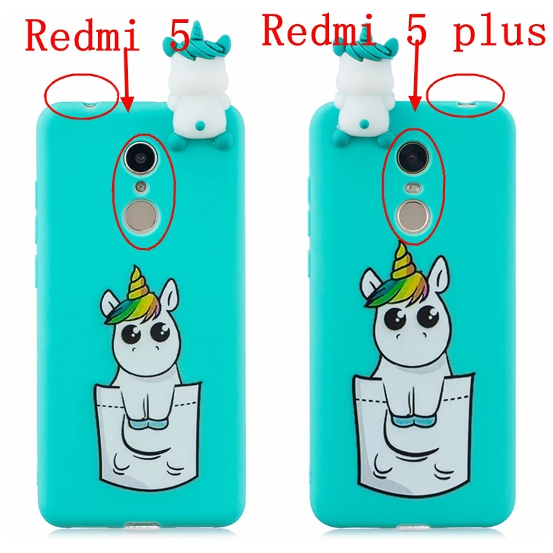 Etui on Xiaomi Redmi 5 Plus Case Cover Xiomi 3D Cartoon Panda Pig Unicorn Silicon for Capa | Мобильные телефоны и