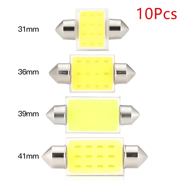

Светодиодные лампочки C10W C5W, COB 31 мм, 36 мм, 39 мм, 41 мм, белые лампы для автомобильных номерных знаков, лампа для чтения внутри автомобиля, 6500K, 12SMD...