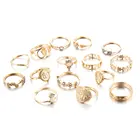 15 шт., набор креативных винтажных колец с золотым монетным крестом и бриллиантами