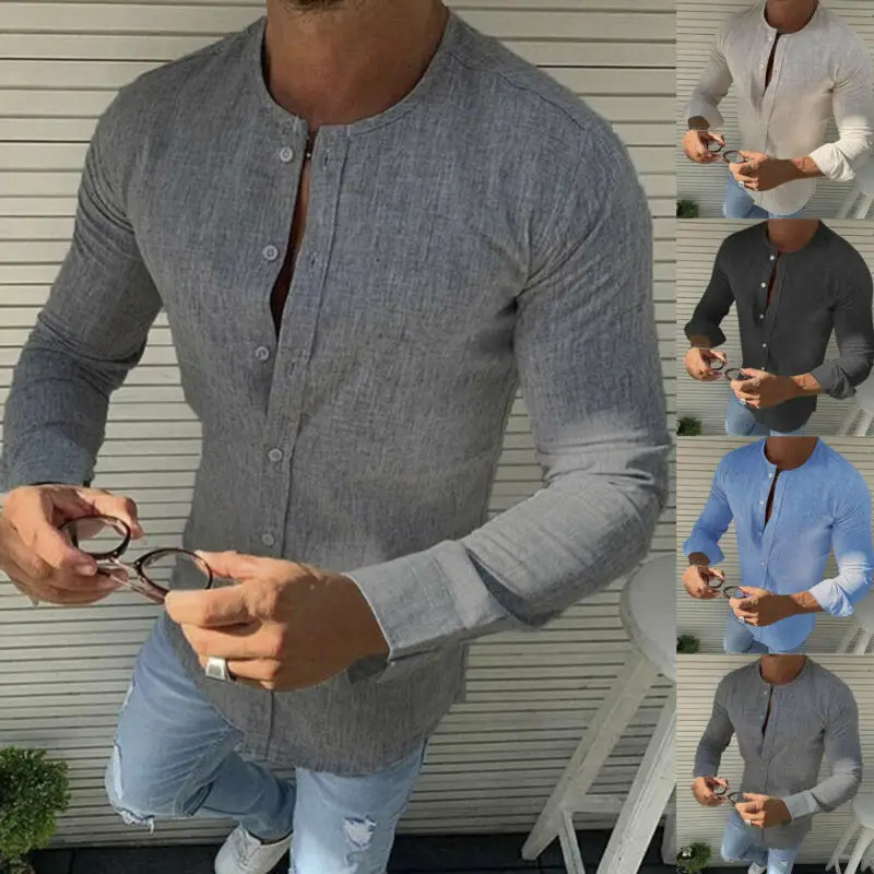 Новинка 2019 мужские деловые рубашки приталенные с длинным рукавом и пуговицами