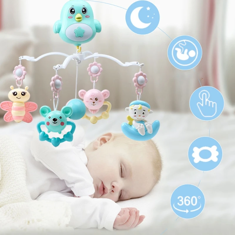 

Baby Bed Bell Mobile Multifunctional Music Crib Rattle Music Box Night Light Newborn Sleeping Bed Rattle Toy Newborn Educationa