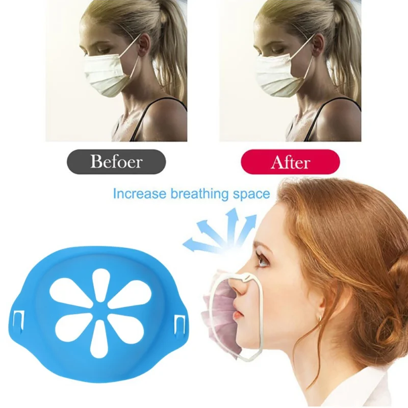 

Mask Bracket 3D Mouth Mask Support Breathing Assist Help Inner Cushion Food Grade Silicone Mask Holder Breathable Valve