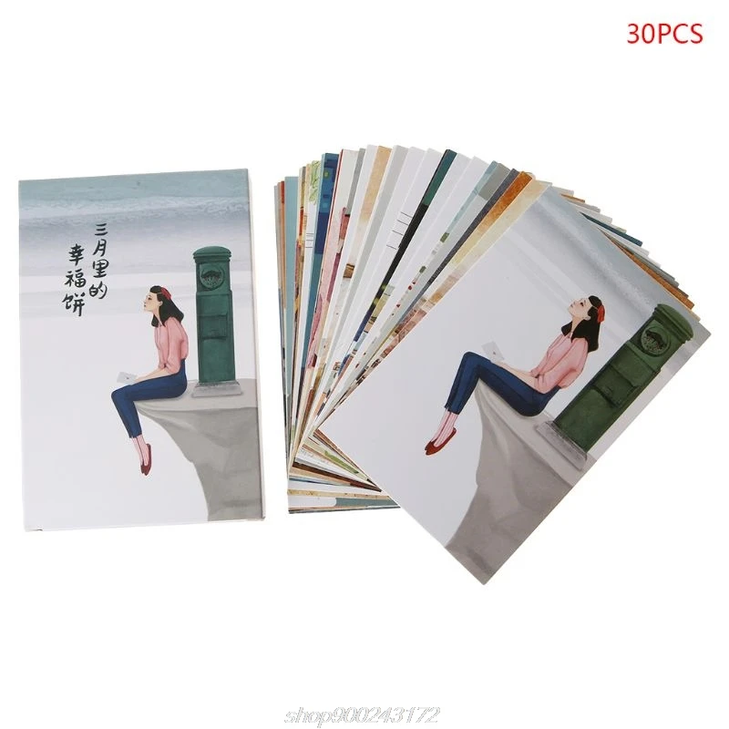 

30 Sheets Happyness Paintings Retro Vintage Postcard Christmas Gift Card Wish Poster Cards A12 21 Dropship