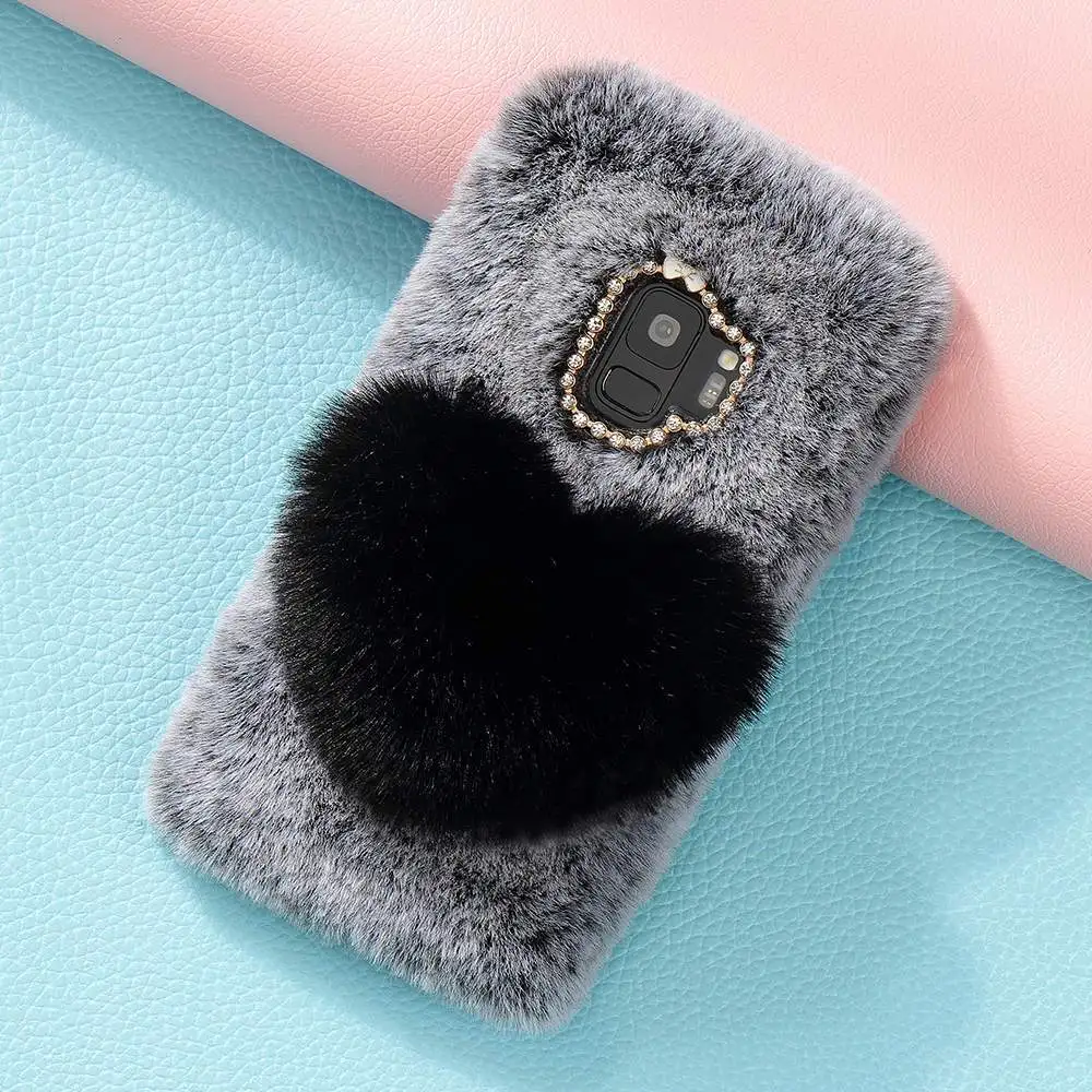 Для samsung Galaxy S10 чехол s10e S9 S8 милый мягкий бампер из ТПУ с сердечками для samsung S7 edge Note 9 A3 J3 - Цвет: Black Grey