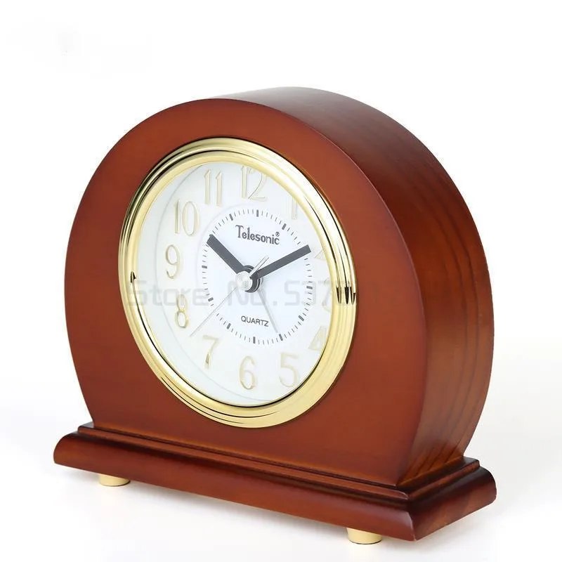 

Home study creative decoration European solid wood desk clock living room seat clock decorative quartz clock