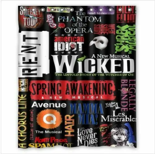 

New Custom broadway musical colage 2 Waterproof Shower Curtain