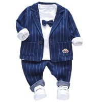 2020 new spring autumn baby boys clothing formal infant gentleman tie shirt pants 2 3 piece sui cotton leisure suits 6m 4t
