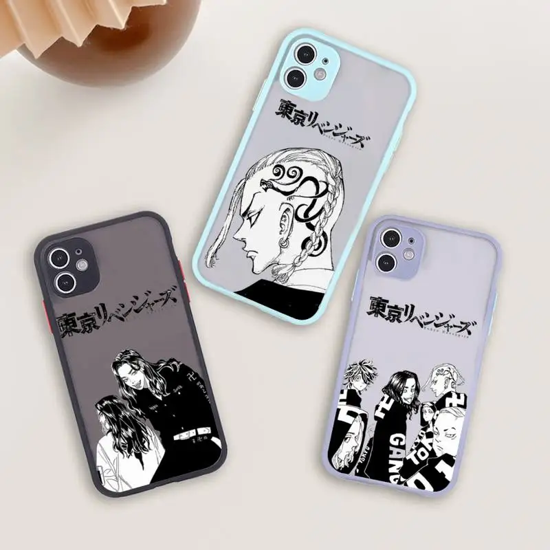 

Tokyo revengers Avengers Phone Case For iPhone 12 11 Mini Pro XR XS Max 7 8 Plus X Matte transparent blue Back Cover