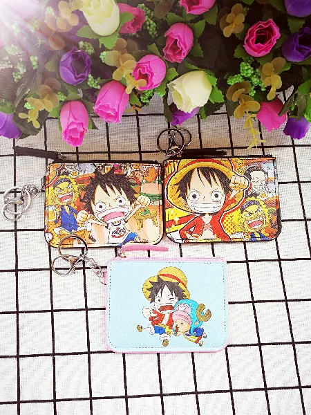 

LISM One Piece Anime Plush Card Holder PU Cartoon Credit ID Bags Zipper Coin Bus Card Wallet Kid Girls Gifts New