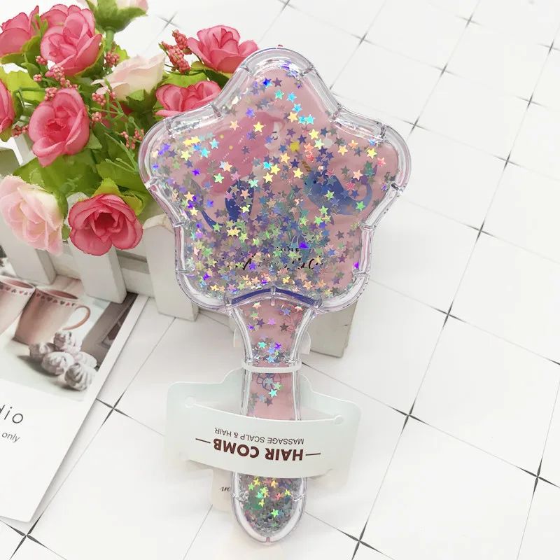 1 шт. Расческа с рисунком русалки и звезды блестками массажная детская расческа