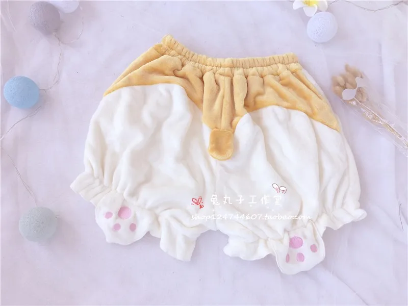 Осенне-зимние японские милые плюшевые шорты Kawaii мягкие в виде тыквы для девушек
