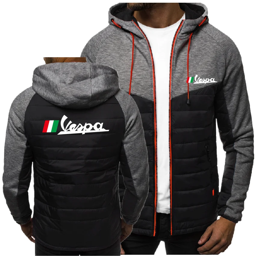 

Vespa 2021 Autumn/Winter Thickening Fashion Men's Personality New Letter Printing Leisure Sports Contrast Stitching Zipper Shirt
