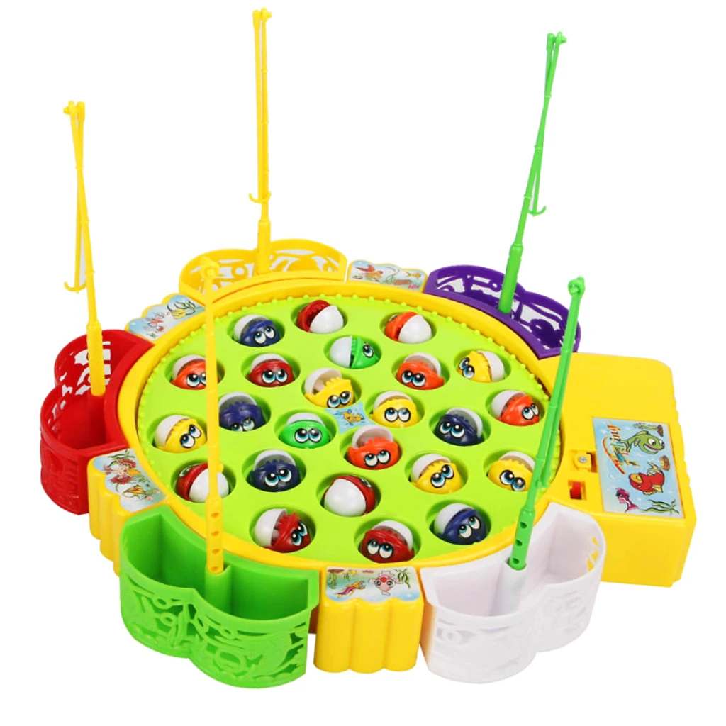 

Fun Game Set Electronic Rotating Board with 24 Fishes Kids Gift