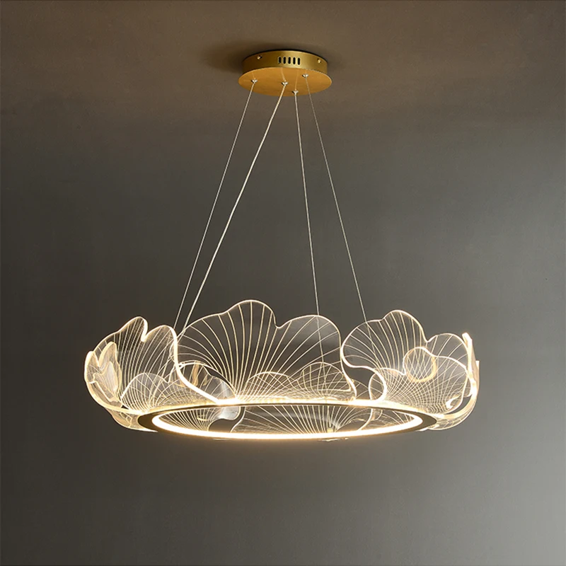 

Postmodern Light Luxury Living Room Chandelier Modern Minimalist Dining Room Bedroom Nordic Lotus Leaf Lamp