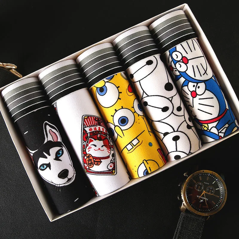 

5PCS/Lot Men's underwear cute cartoon underpants male pure men panties shorts underwear boxer shorts