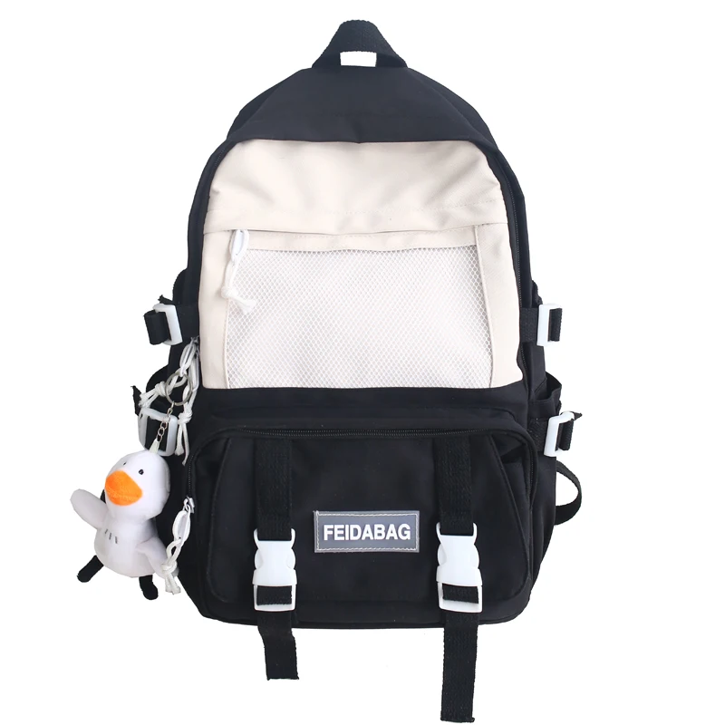 

Kawaii Panelled Backpack Women Backpack Anti Theft Laptop Bag Multi-Pocket School Bags For Teenage Girls Nylon Travel Backbag