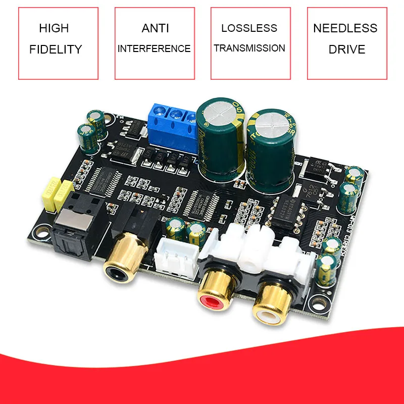 Оптический коаксиальный аудио декодер Cs8416 Cs4398 чип 24Bit192Khz Spdif волоконный ЦАП