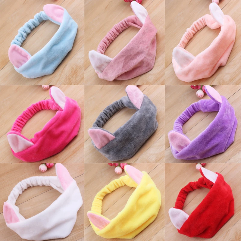 

Cute Cat Ears Headbands for Women Girls Makeup Face Washing Headband Hairdo Headwrap Hairband Turban Hair Accessories Bnadgae