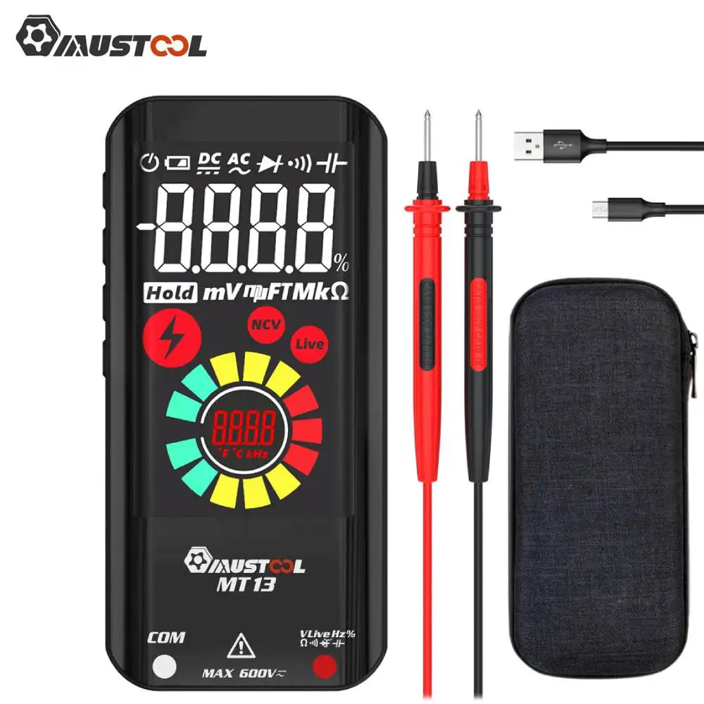 

MUSTOOL MT13 Mini Digital Multimeter 9999 Counts True RMS Rechargeable Multimeter with 3.2-inch Color Screen Voltage Tester