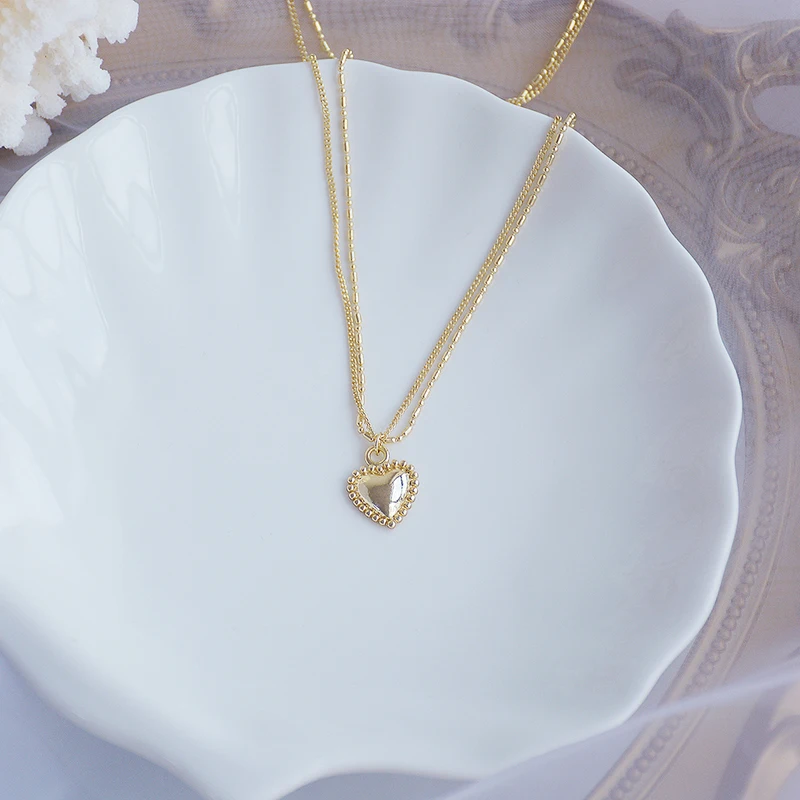 

Luxury 14k Real Gold Heart Nice Temperament Necklace for Women Pendant Jewelry Micro Inlay High Quality AAA Zirconia Party Gift