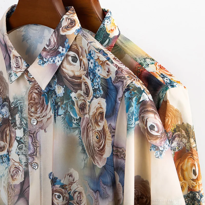 

Summer Male Shirt Fashion Printing Clothes Handsome Man Printing Shirt Floral Printed Dress Shrit