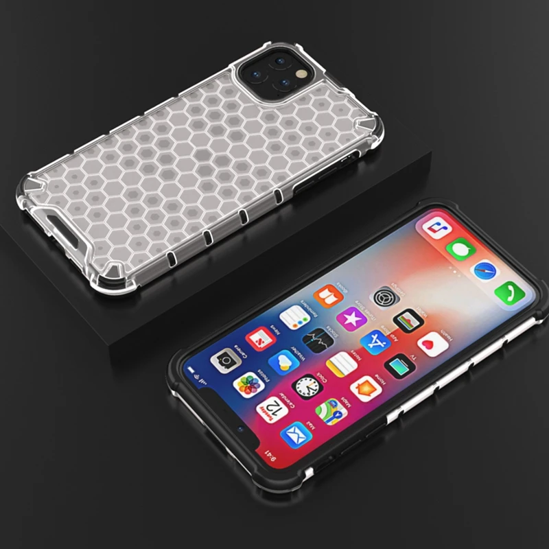 Honeycomb Structure Clear TPU Case for iphone 11 Pro Max Soft Silicone Back Cover X XS XR 6 6s 7 8 plus | Мобильные телефоны и