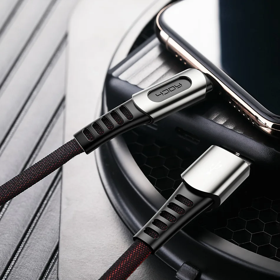 ROCK usb type C кабель 2.1A Быстрая зарядка и синхронизация данных шнур из цинкового сплава type-C телефонный кабель для samsung S10 Oneplus 7 Pro USB C провод