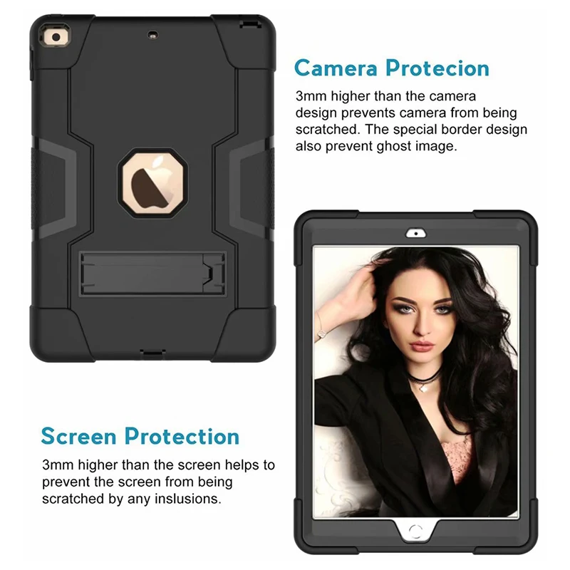 

Case cover for New Ipad 10.2 2019 tablet Stand Shockproof Heavy Duty Protect Skin Rubber Hybrid Case For New iPad 7th Gen A2200