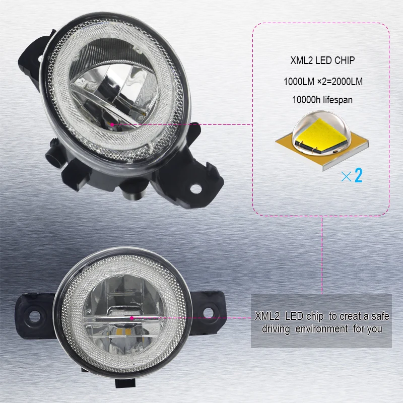 2 Pieces LED Angel Eye Fog Light For Nissan Rogue 2008-2015 Car Accessories Lamp Daytime Running DRL 4000LM H11 12V | Автомобили и