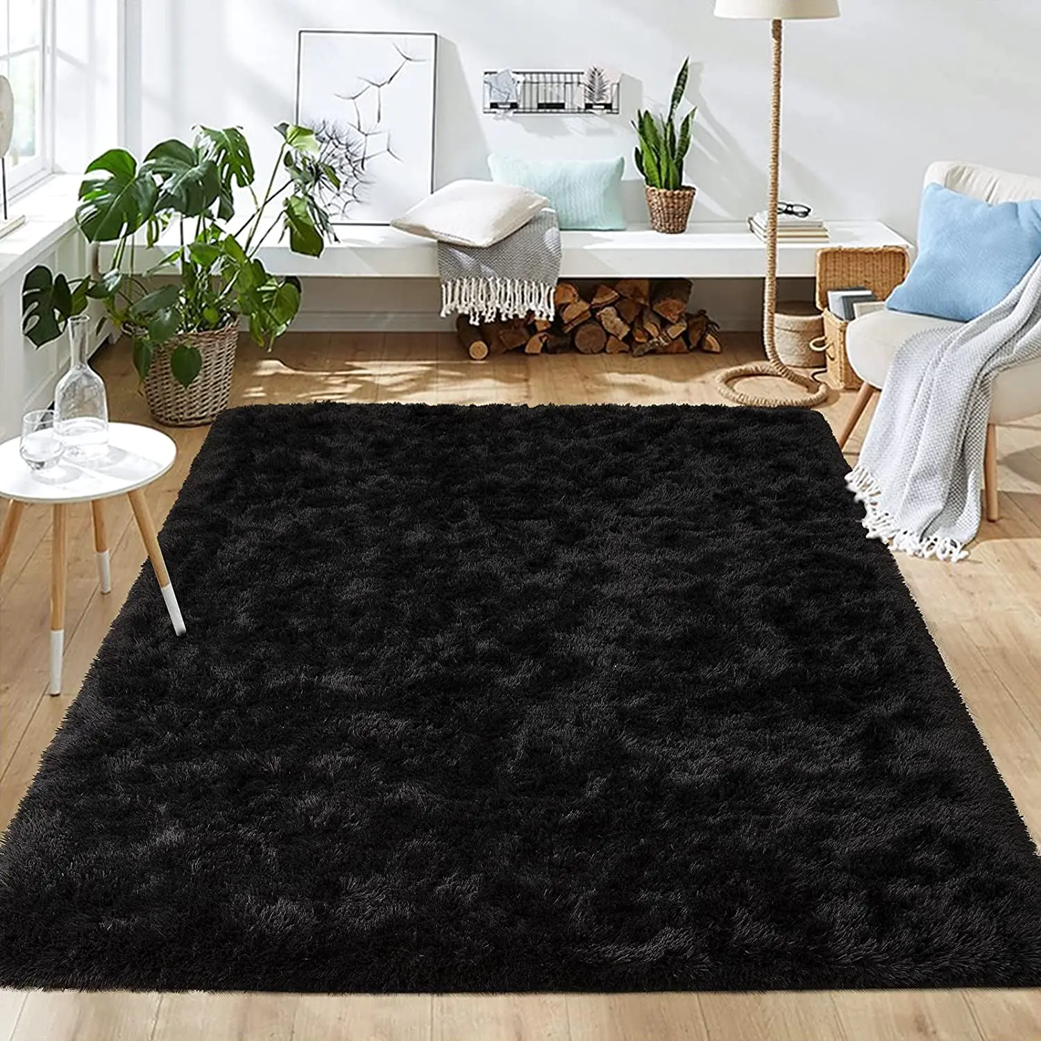 

Fluffy Shag Area Rugs for Living Room Anti-Slip Cute Home Decor Furry Rug Solid Color Plush Rugs Super Soft and Comfy Carpet Rug