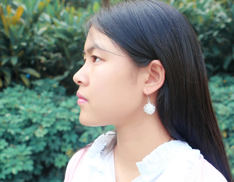 Модные серьги из серебра 925 пробы для женщин Креативный дизайн Одуванчик Женские