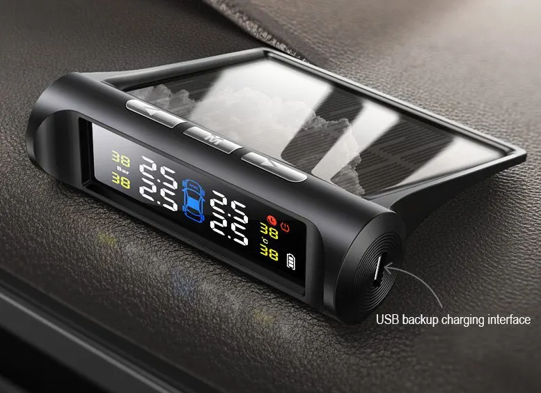 E- Solar Power Tyre Pressure Temperature Warning TPMS Car Tire Alarm Monitor System Auto Security Systems | Автомобили и
