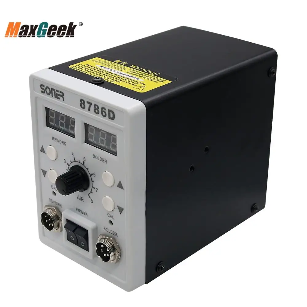 Maxgeek 2 в 1 паяльная станция с двумя Дисплей SMD горячего воздуха SONER 8786D|Аппараты