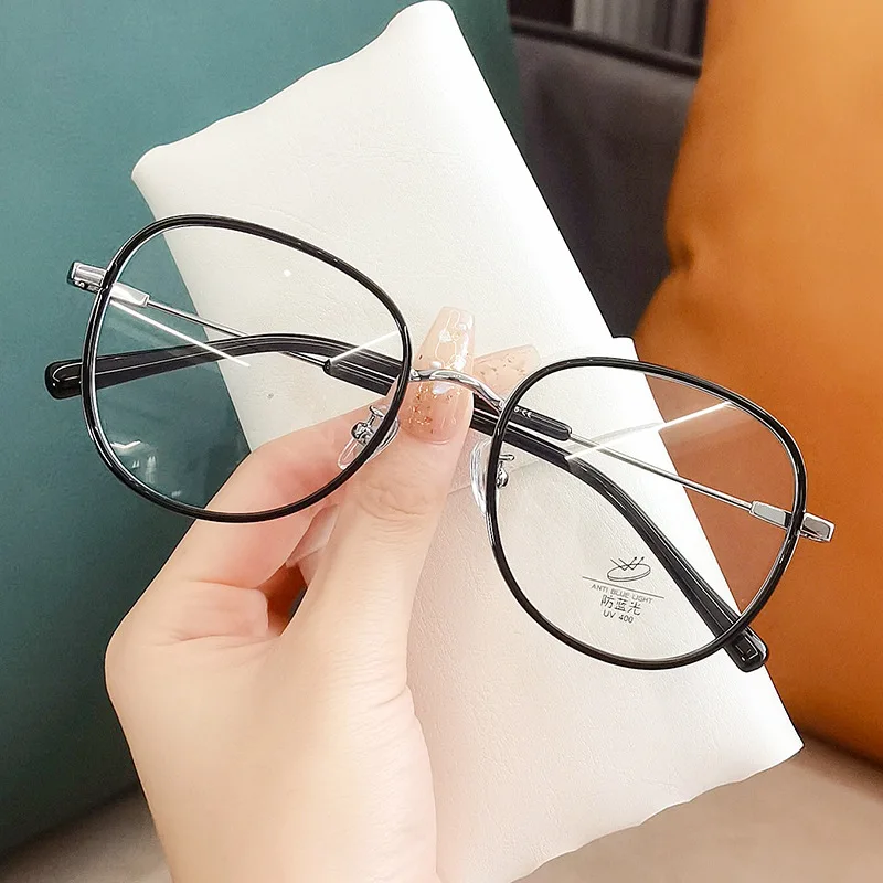 

Плоские зеркальные очки с защитой от синего света, большая оправа, новые литературные и художественные оптические очки, очки в стиле ретро